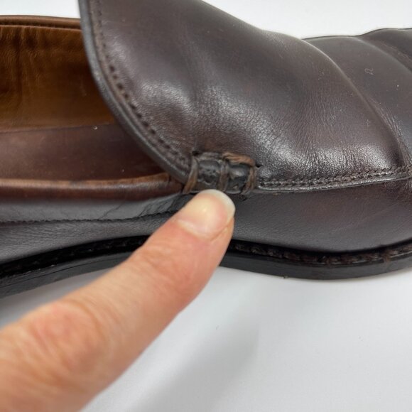 Allen Edmonds Steen Dark Brown Slip On Split Toe Loafers Dress Shoes - Picture 10 of 15